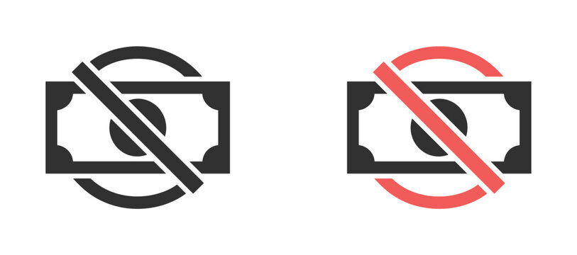 No Cash Accepted Icons: A clear visual representation of payment restrictions, featuring two distinct icons indicating that cash is not a valid form of transaction.
