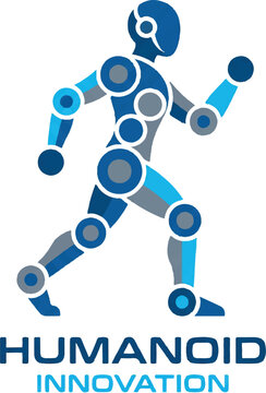 Abstract humanoid innovation logo on dark background