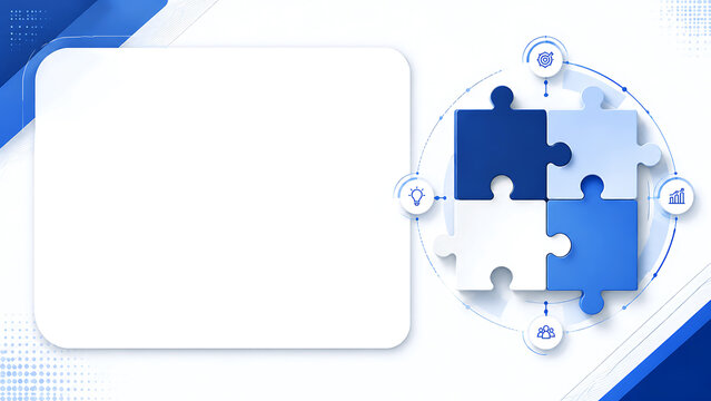 Puzzle pieces infographic template with blue and white colors and space for text