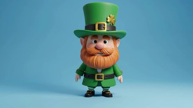 3d render of a cute leprechaun character