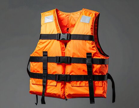 Bright Orange Life Vest for Water Safety and Outdoor Activities.