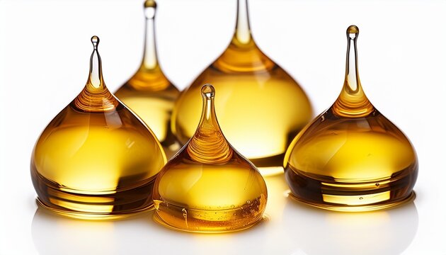 drops of sunflower oil isolated on white background