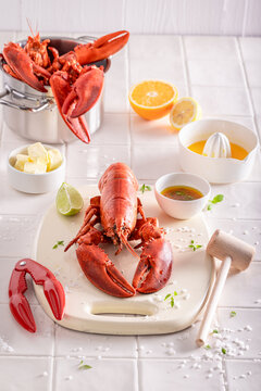Teasty and fresh lobster served with citrus and butter.