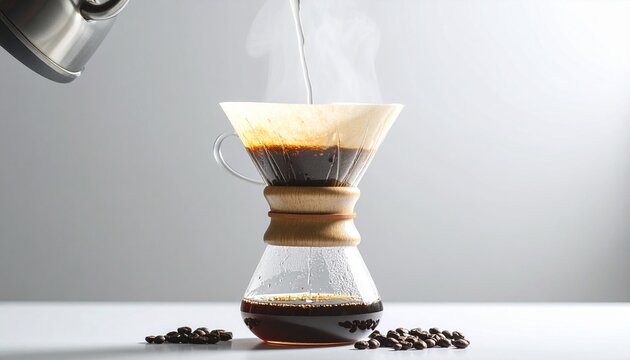 Pour Over Coffee Brewing Process with Fresh Beans