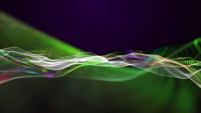 Fantastic video animation with color changing particle wave object in slow motion, 4096x2304 loop 4K