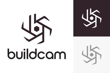 Modern Abstract Geometric Monogram b Initials Logo Vector with Camera, Minimalist Line Symbol for Architecture, Construction, Engineering, Technology, Corporate Branding and Creative Business Identity © charsud