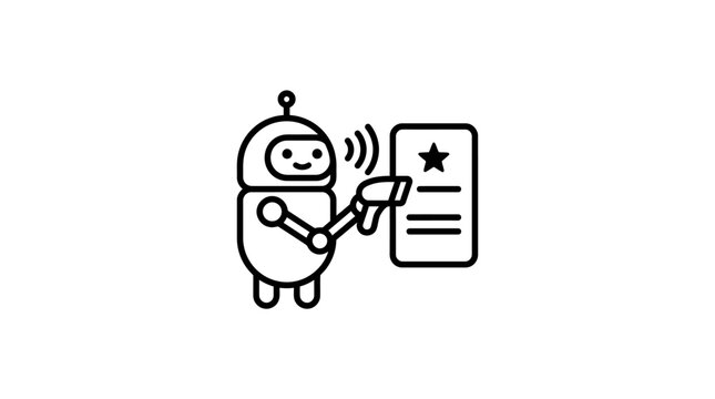 Robot scanning document with star icon