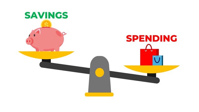 Savings and Spending Balance Scale: Financial Management Concept