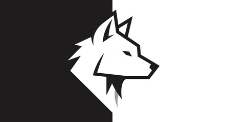 Split black and white wolf head profile graphic logo. © sudah