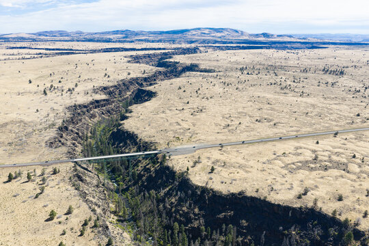 The Mill Creek bridge crosses a 230 foot deep canyon on the Central Oregon plateau between Bend and Portland. This beautiful area of high desert is part of the Warm Springs reservation.