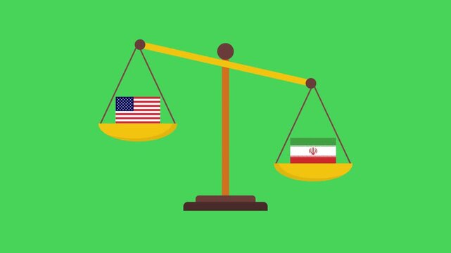 United States Iran Geopolitical Imbalance: Flags on a Tilted Balance Scale