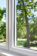 Fototapeta premium Window screen installation for pest control and ventilation in home improvement projects Generative AI