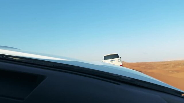 Authentic Dubai Desert Safari: Convoy Driving Golden Sand Dunes