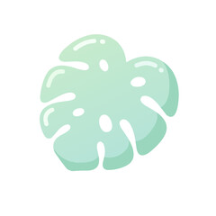 Cute Kawaii Large Monstera Leaf in Soft Pastel Green Tropical Style © Felipe