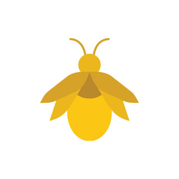 Isolated golden firefly insect icon with glowing wings, simple vector illustration for nature or magic themes