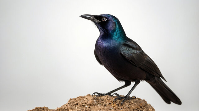 grackle bird on the white background