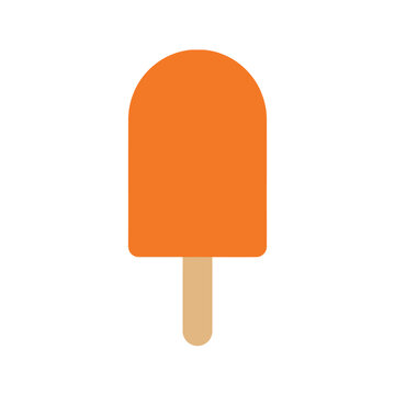 Isolated orange popsicle on a stick, simple sweet frozen treat on white background, summer dessert icon