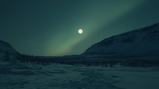 Majestic winter landscape at night