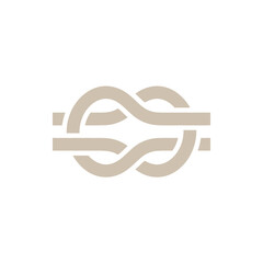 Isolated reef knot symbol, nautical knot illustration on muted background, simple secure fastening © PPS