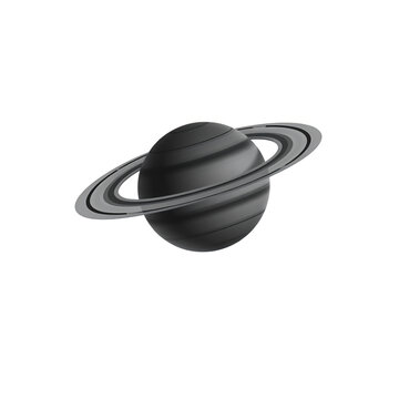 Black Saturn planet icon with ring system isolated on a white background