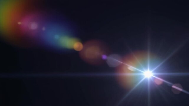 Cinematic Rainbow Lens Flare Overlay with Optical Light Streaks