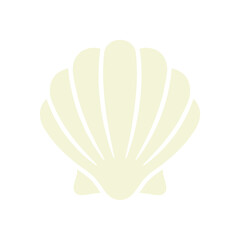 Pale yellow seashell icon, isolated simple outline of a bivalve shell, graphic element for summer or beach themes © PPS
