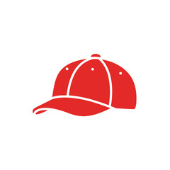 Fototapeta premium Red baseball cap silhouette icon, a simple graphic representation of headwear for sports or casual wear