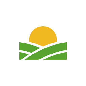 Modern Sunrise Over Field Agriculture Logo