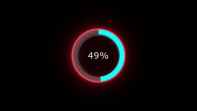 A dynamic circle loading animation, and on a black background is loading from 1 to 58 .