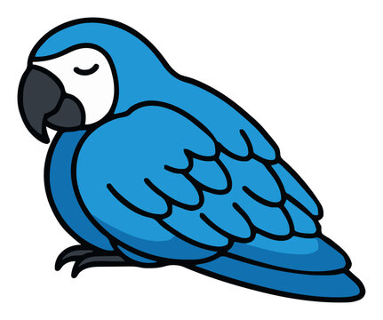 Blue macaw parrot isolated on white background. Generative AI