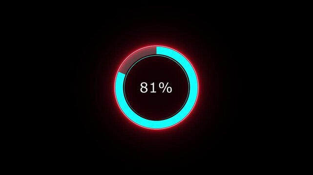 A dynamic circle loading animation, and on a black background is loading from 1 to 97 .