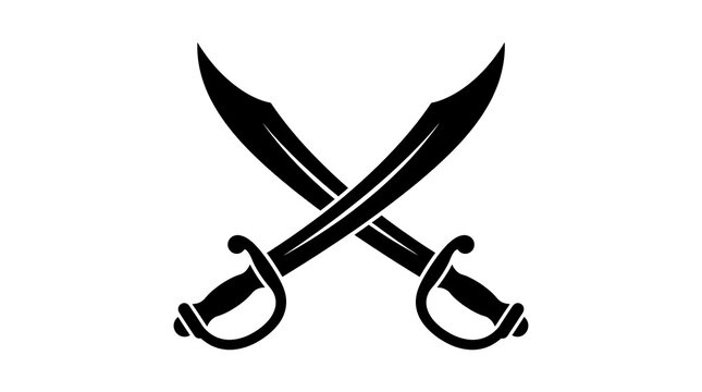 Two crossed swords with handles and blades displayed prominently