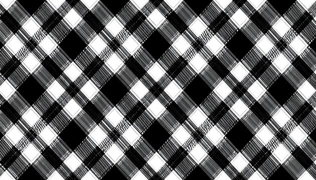 A black, white, and gray plaid pattern on a white background