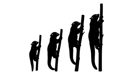 Silhouettes of Mountain Climbers Climbing Steep Peak. © TAK Studio