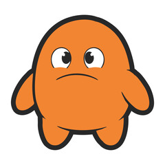 Fototapeta premium Sad orange cartoon character vector isolated on white background