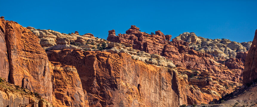 Capitol Reef National Park red sandstone formations under blue sky