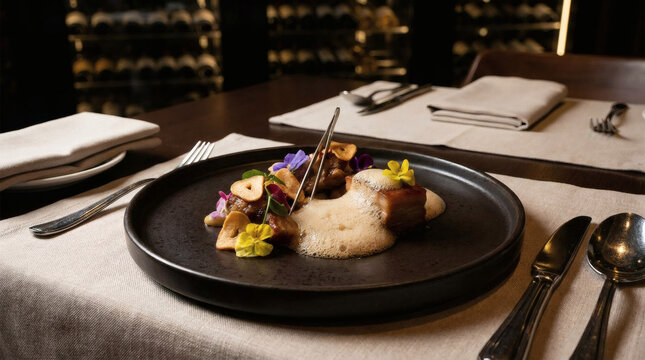 Delicious dish on a table setting.