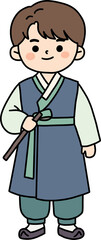 Fototapeta premium Cute boy wearing traditional Korean Hanbok, isolated PNG