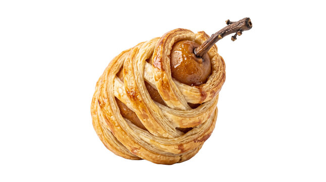 Gourmet whole pear wrapped in crispy puff pastry dough