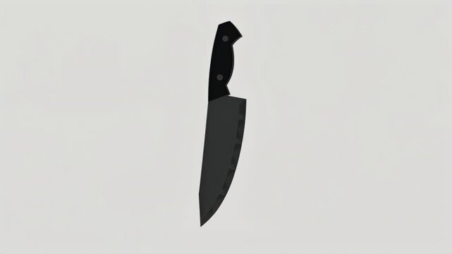 Black kitchen knife spinning in a 360 degree rotation
