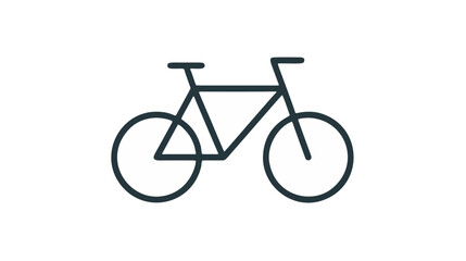 Obraz premium Dark green geometric bicycle outline vector icon for eco friendly transport campaign and rental app interface