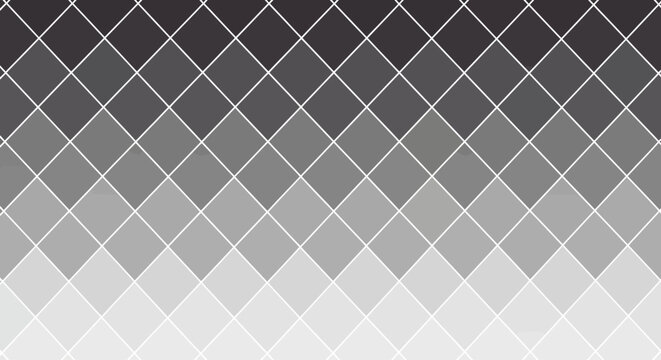 Seamless vector background with a modern geometric diamond pattern featuring a grayscale gradient fading from dark to light, creating an elegant abstract design