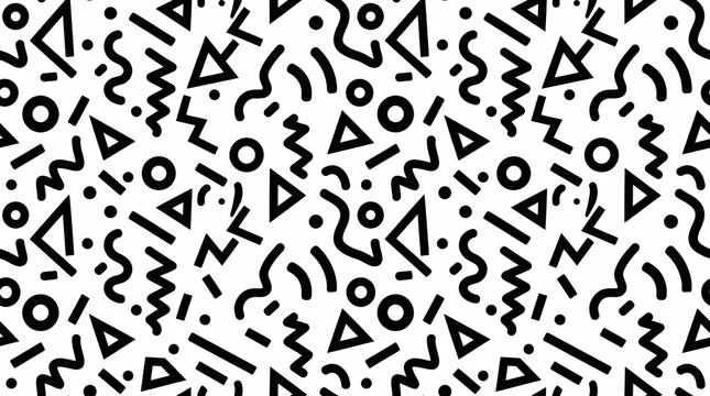 Seamless black and white abstract geometric pattern background