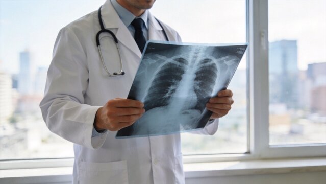 Doctor examining chest xray