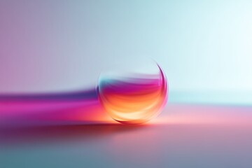 Naklejka premium Translucent sphere resting on a gradient surface with vibrant color streaks