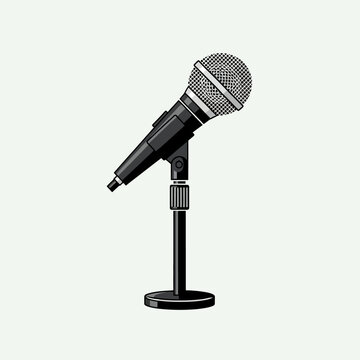 Professional dynamic microphone on a stand vector illustration