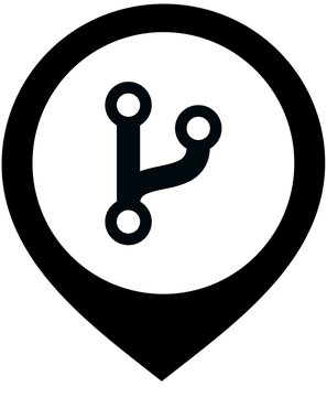 Git Branch icon with black pin badge for git branch version code repository development control status level state git branch version control on transparent background