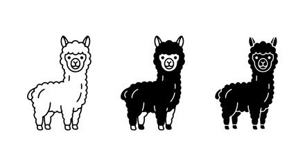 Alpaca Icons, Llama Vector Graphics, Cute Farm Animal Illustrations © Arman
