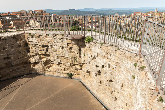 Architectural Sights of The Tower of Federico II (Torre Ottagonale di Federico II) in Enna, Sicily, Italy.