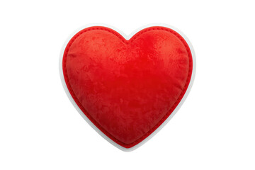 Fototapeta premium Red heart velvet pillow celebrating love, romance, passion, and valentine's day, isolated with a transparent background